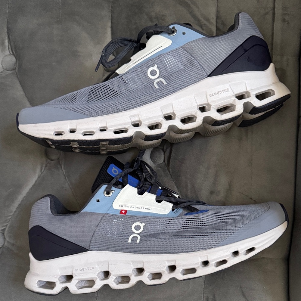 On Running Men's Blue and Gray Athletic Shoes
